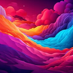 Sunrise in the mountains desert colorful clouds flying on sky abstract background wave landscape blue cloud best beautiful wallpaper theme illustration design Generative Ai.