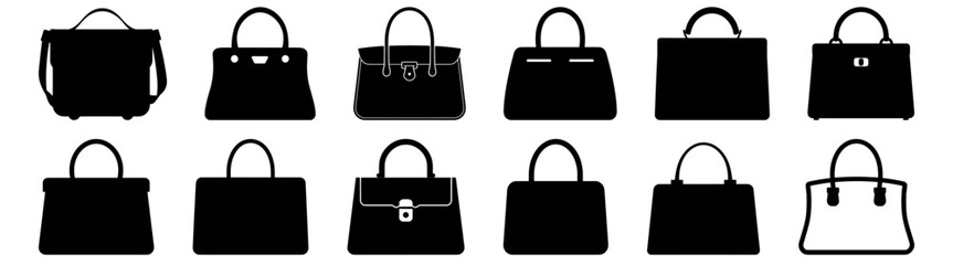 Bag silhouette set vector design big pack of illustration and icon