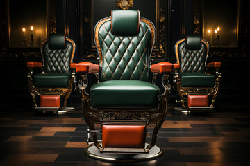 Old-school barber chairs: Vintage and stylish salon furniture.