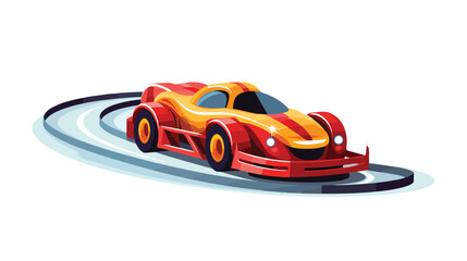 A toy racecar speeding around a track at a miniature - obrazy, fototapety, plakaty