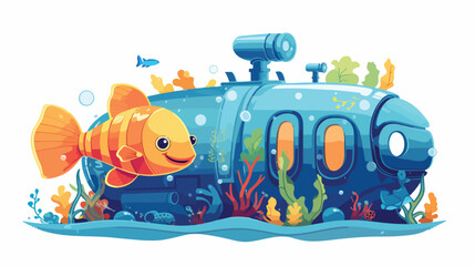 A toy submarine exploring the depths of a bathtub 