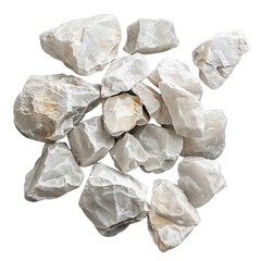a pile of white rough stones png file of isolated on transparent background - obrazy, fototapety, plakaty