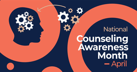 National Counseling Awareness Month banner template. Observed in April yearly. - obrazy, fototapety, plakaty