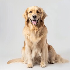Golden Retriever Sitting Down With Tongue Out