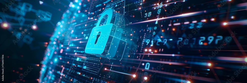 Poster cyber security and information or network protection. future cyber technology web services for busin