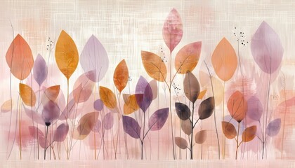 Abstract geometric patterns in lavender and peach, serene spring awakening beauty