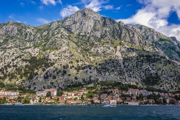 Mountains above Dobrota town, Kotor Bay on Adriatic Sea, Montenegro