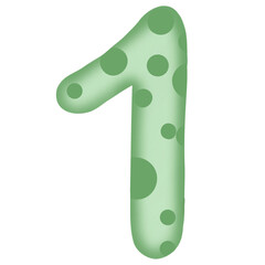 Number 0 to 9, green with dinosaur pattern