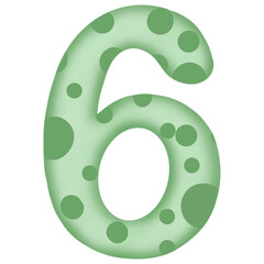 Number 0 to 9, green with dinosaur pattern