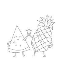 Fruits Coloring Book Page For Kids 