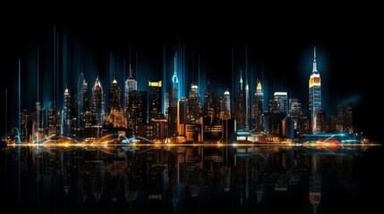 Night city streets with abstract neon lights drawing photography, artistic, dramatic, flair.