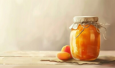 tasty apricot jam in mason jar - obrazy, fototapety, plakaty