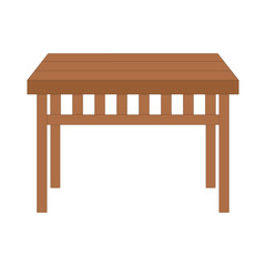 Wood dining table icon. Brown color. Furniture for house. Vector illustration. Flat art. Isolated on white. Simple design.