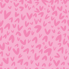 Cute seamless pattern with pink hearts. 