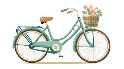 A vintage bicycle with a woven basket embodying 