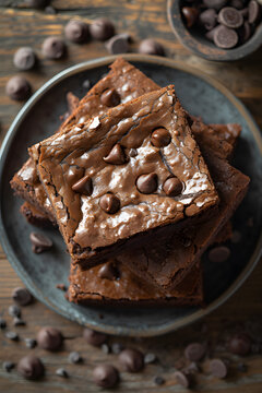 Three brownies on top of each other