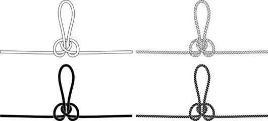butterfly loop, also known as lineman's loop, butterfly knot, alpine butterfly knot, Swiss loop and lineman's rider icon set