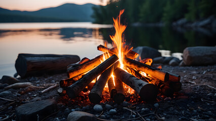 Campfire at the lake