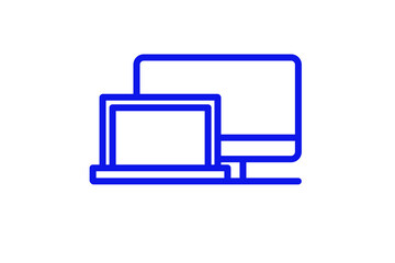 Isolated laptop and monitor illustration in line style design. Vector illustration.	