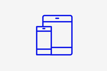 phone and tablet  illustration in line style design. Vector illustration.	
