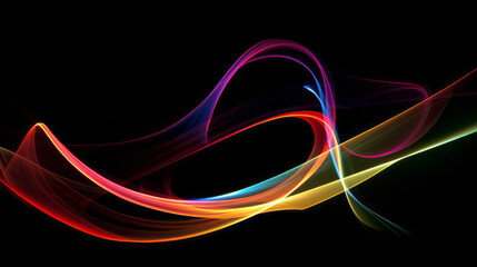 Fototapeta premium Neon abstract light drawing. Artistic, dramatic, colorful light lines on black background