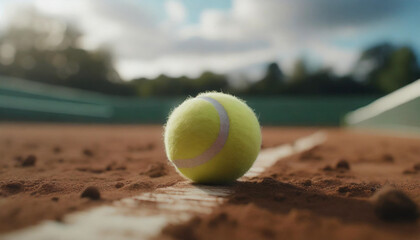 tennis ball on brick dust