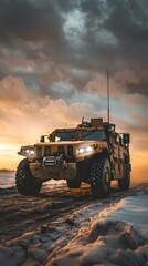 Fototapeta premium Armored vehicle rolling out power and protection