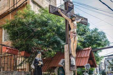 Cross in Sin el Fil suburb east of Beirut, Lebanon
