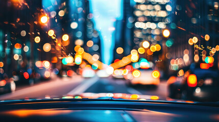 Defocused city view from a car