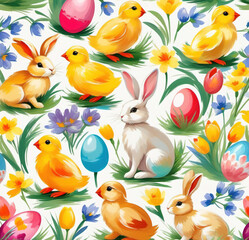 Obraz na płótnie Canvas Easter, holiday image in the year of the rabbit. AI generated