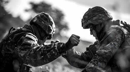 Hand to hand combat practice close quarters battle skill and might - obrazy, fototapety, plakaty