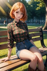 Femme se reposant sur un banc d'un park