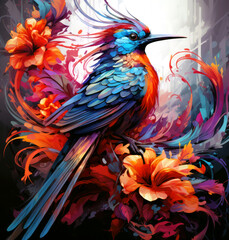 Obraz premium Bird of paradise. Colorful tropical bird