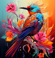 Obraz premium Bird of paradise. Colorful tropical bird