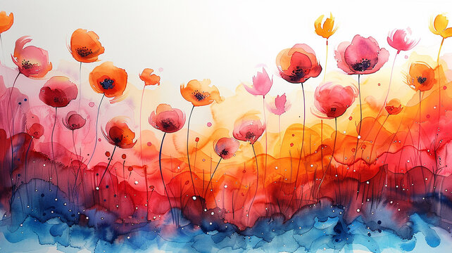 Watercolor abstract flowers