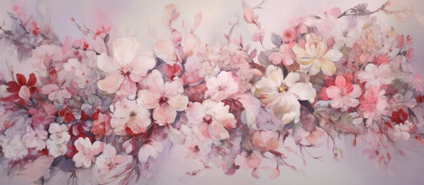 Floral oil painting design pattern backdrop.