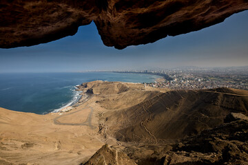 view of Lima bay from top of El Morro Solar.
Chorrillos Peru