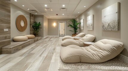 tranquility and relaxation within a modern wellness center. - 756470697