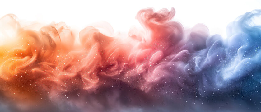 abstract art of macro pixel of colorful dust floating in the air, white background - Powered by Adobe