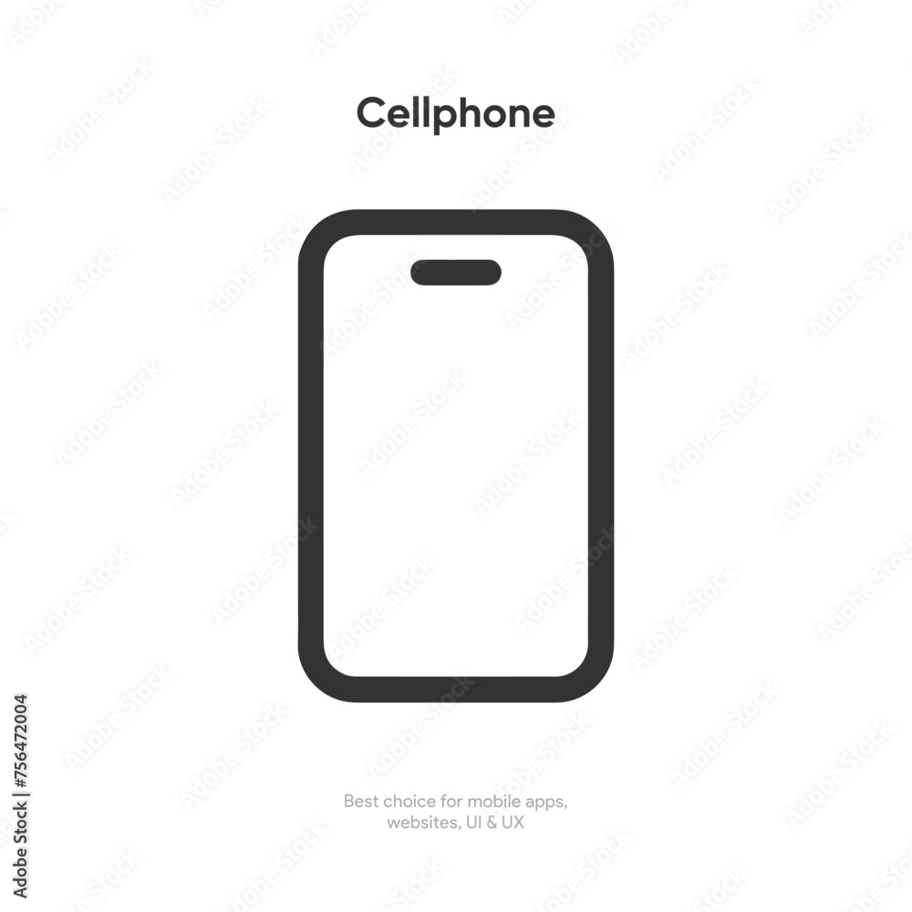 Poster flat phone icon. line smartphone symbol. trendy minimal telephone outline sign. thin linear cellphon