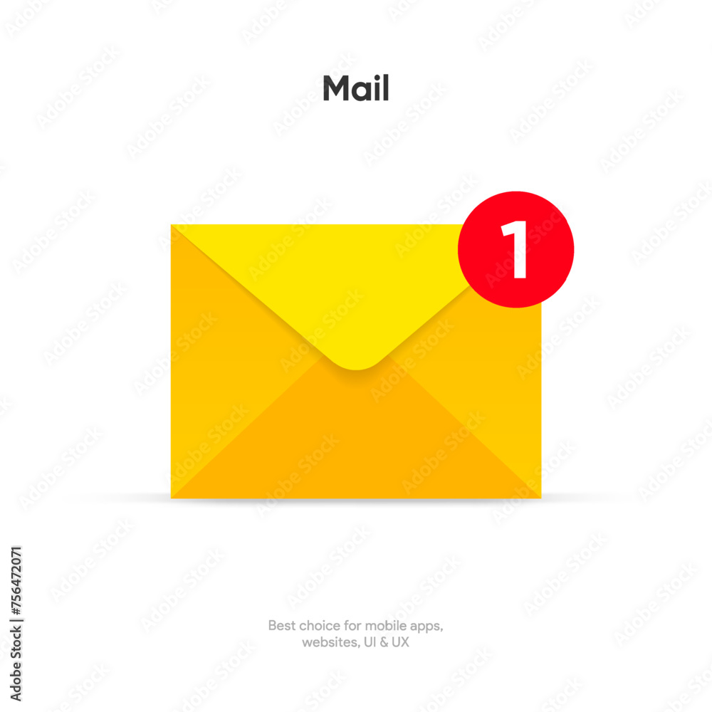 Aufkleber new message notification concept on realistic smartphone mockup. new email pop up. incoming, open me