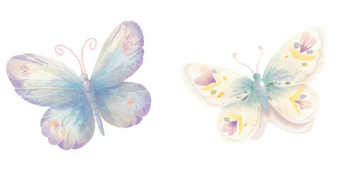 cute butterfly watercolour vector illustration - obrazy, fototapety, plakaty