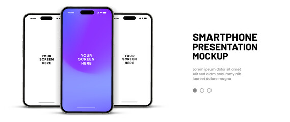 Naklejka premium Realistic smartphone mockup. Mobile phone vector with isolated on white background. Device front view. 3D mobile phone with shadow. Realistic, high quality smart phone mockup for ui ux presentation.