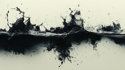 Watercolor splashes of black ink