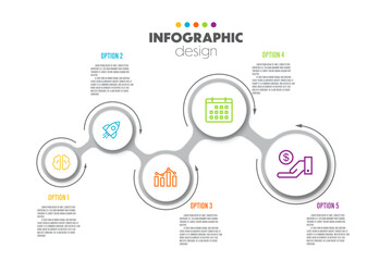 Vector nfographics template diagrams, graphs, presentations and business concept charts with 5 options.
