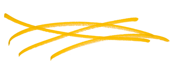 Yellow stroke brush isolated on transparent background.