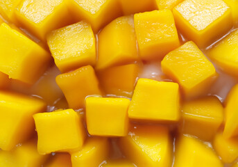 Mango fruit and mango cubes