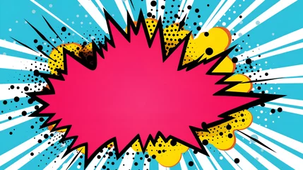 Papier Peint photo autocollant Échelle de hauteur Pink pop art splash background explosion in comics book style