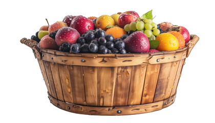 wooden basket with fruits. Fruits in a basket.