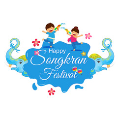 Vector illustration of Happy Songkran festival social media feed template